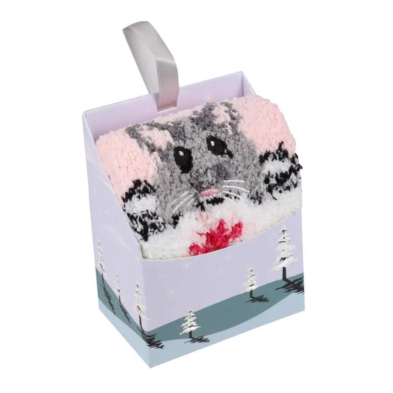 Wild Feet Cosy Fluffy Socks in Gift Box in Mouse Print